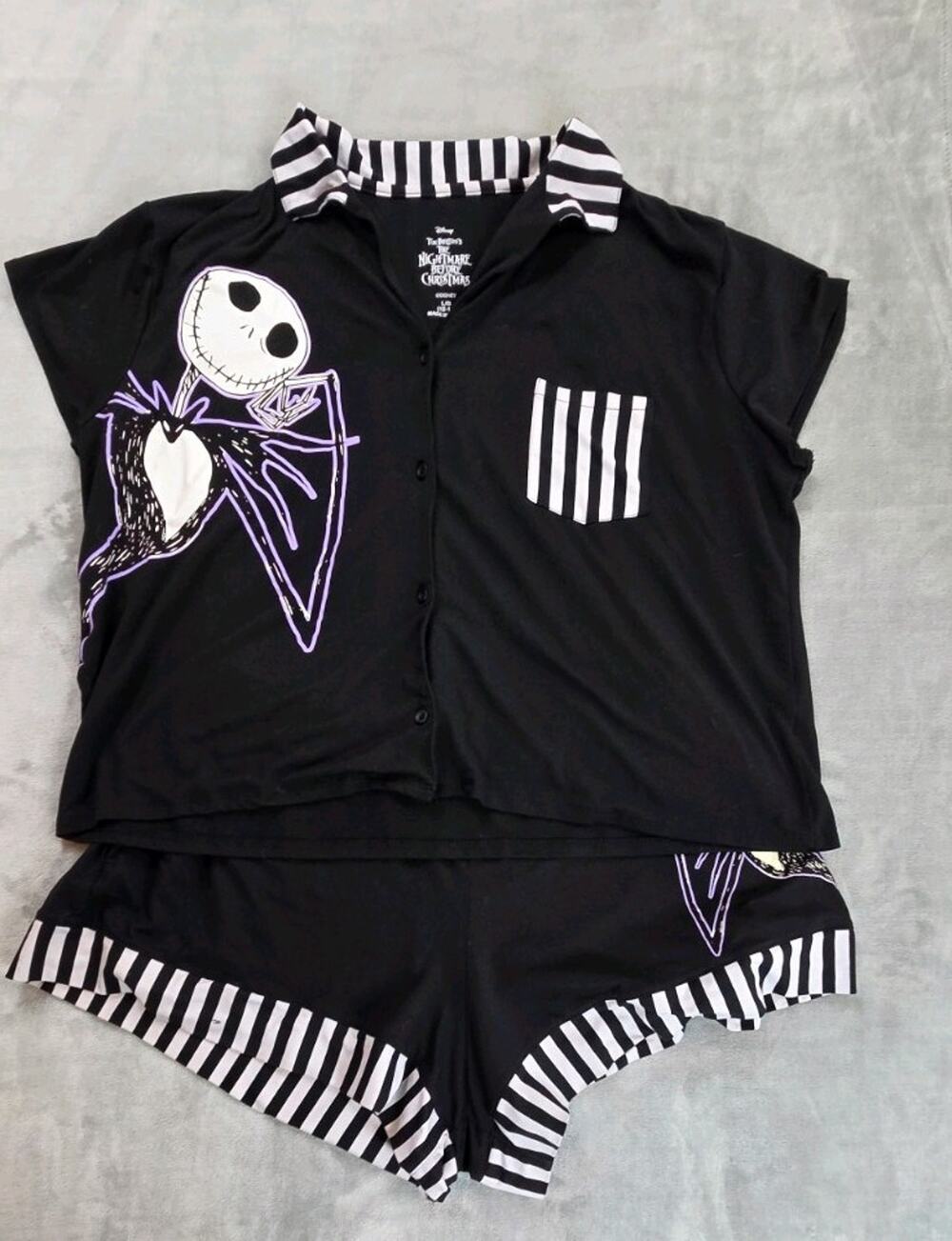 Disney Nightmare Before Christmas Pajama Set youth Large 12/14 womens Med shorts